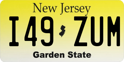 NJ license plate I49ZUM