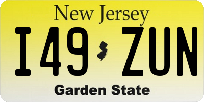 NJ license plate I49ZUN