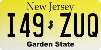NJ license plate I49ZUQ