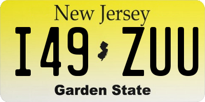 NJ license plate I49ZUU