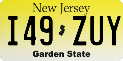 NJ license plate I49ZUY