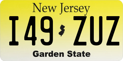 NJ license plate I49ZUZ