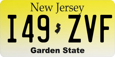 NJ license plate I49ZVF