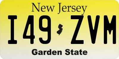 NJ license plate I49ZVM