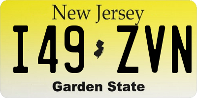 NJ license plate I49ZVN