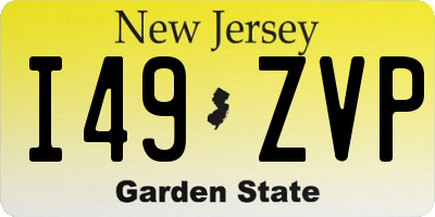 NJ license plate I49ZVP