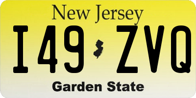 NJ license plate I49ZVQ