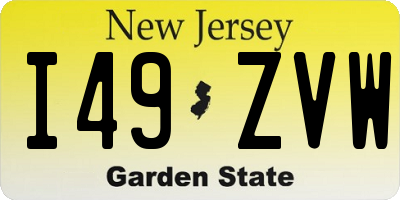 NJ license plate I49ZVW
