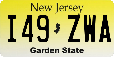NJ license plate I49ZWA