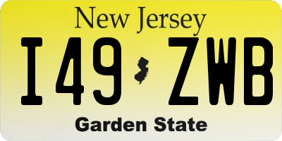 NJ license plate I49ZWB