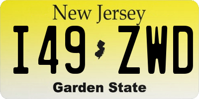 NJ license plate I49ZWD