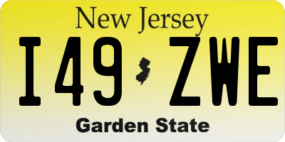 NJ license plate I49ZWE