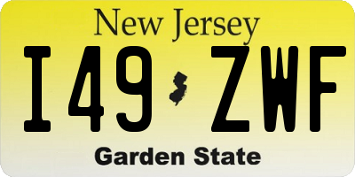 NJ license plate I49ZWF