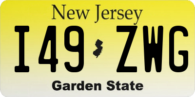 NJ license plate I49ZWG