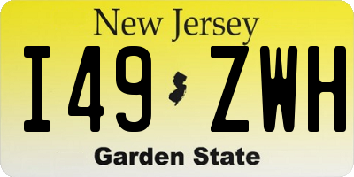 NJ license plate I49ZWH