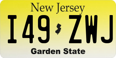 NJ license plate I49ZWJ