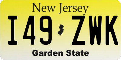 NJ license plate I49ZWK