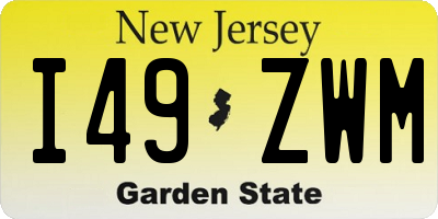 NJ license plate I49ZWM