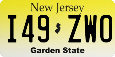 NJ license plate I49ZWO