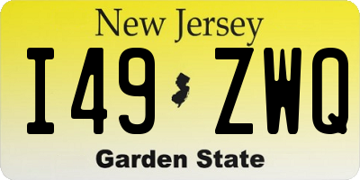 NJ license plate I49ZWQ