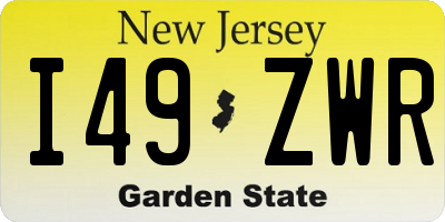 NJ license plate I49ZWR