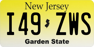NJ license plate I49ZWS