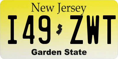 NJ license plate I49ZWT