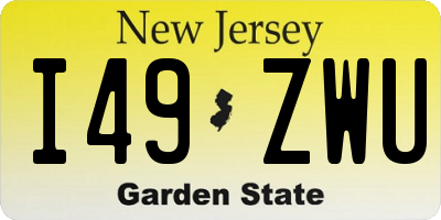 NJ license plate I49ZWU
