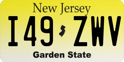 NJ license plate I49ZWV