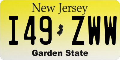 NJ license plate I49ZWW
