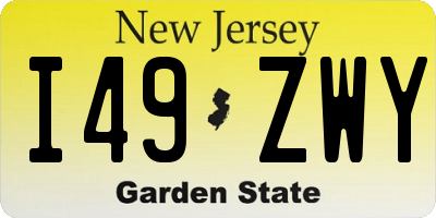 NJ license plate I49ZWY