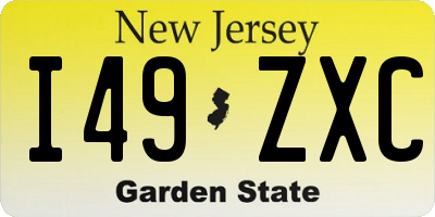 NJ license plate I49ZXC