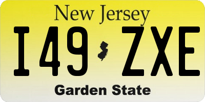 NJ license plate I49ZXE