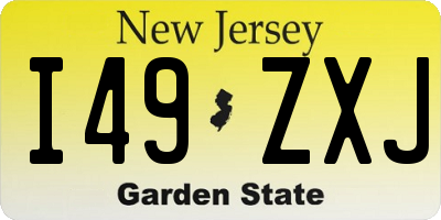 NJ license plate I49ZXJ