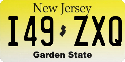 NJ license plate I49ZXQ