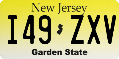 NJ license plate I49ZXV