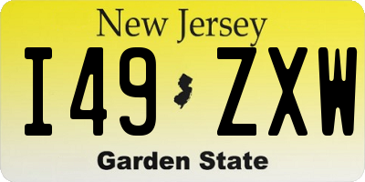 NJ license plate I49ZXW