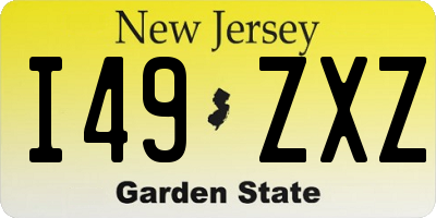 NJ license plate I49ZXZ