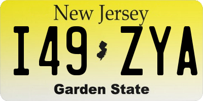 NJ license plate I49ZYA