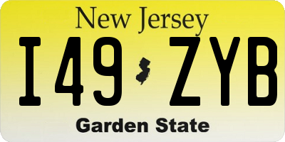 NJ license plate I49ZYB
