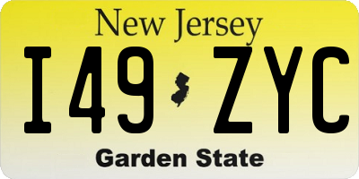 NJ license plate I49ZYC
