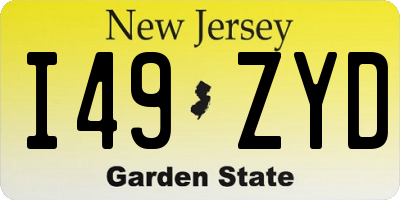 NJ license plate I49ZYD