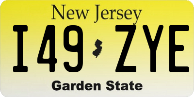NJ license plate I49ZYE