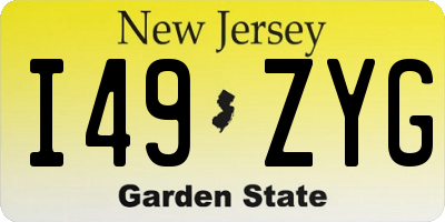 NJ license plate I49ZYG