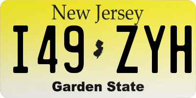 NJ license plate I49ZYH