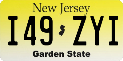 NJ license plate I49ZYI