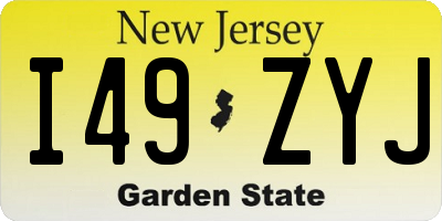 NJ license plate I49ZYJ