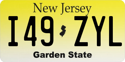 NJ license plate I49ZYL