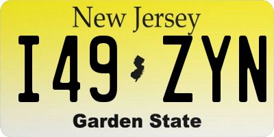 NJ license plate I49ZYN