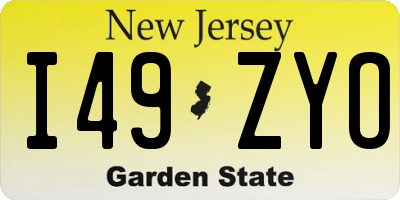 NJ license plate I49ZYO